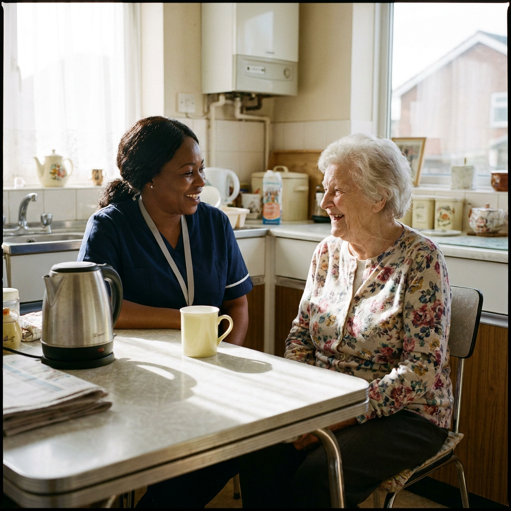 A carer visiting someone at home